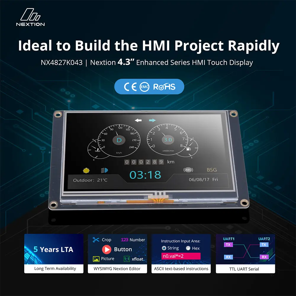 [6920075720204] NX4827K043 – Nextion 4.3” inch Enhanced Series HMI Touch Display