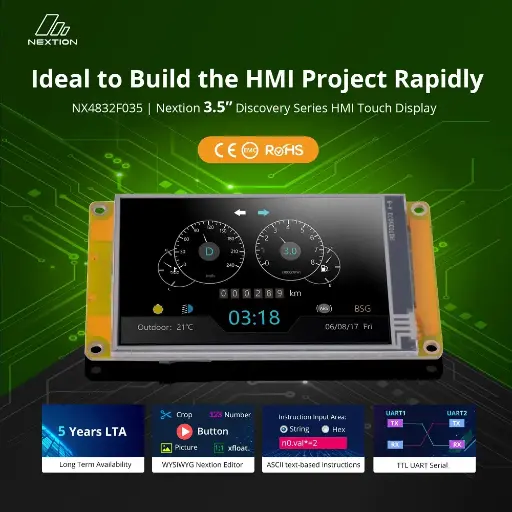 [6920075776812] Nextion NX4832F035–3.5 inch Discovery Series HMI Touch Display 